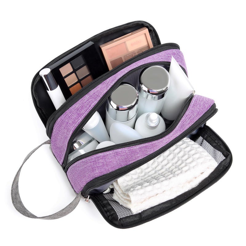 Yeiotsy Dopp Kit for Men - Color Clash Travel Toiletry Organizer with Mesh Pockets, Durable Shaving bag for Gym & Camping (Purple) - Image 2